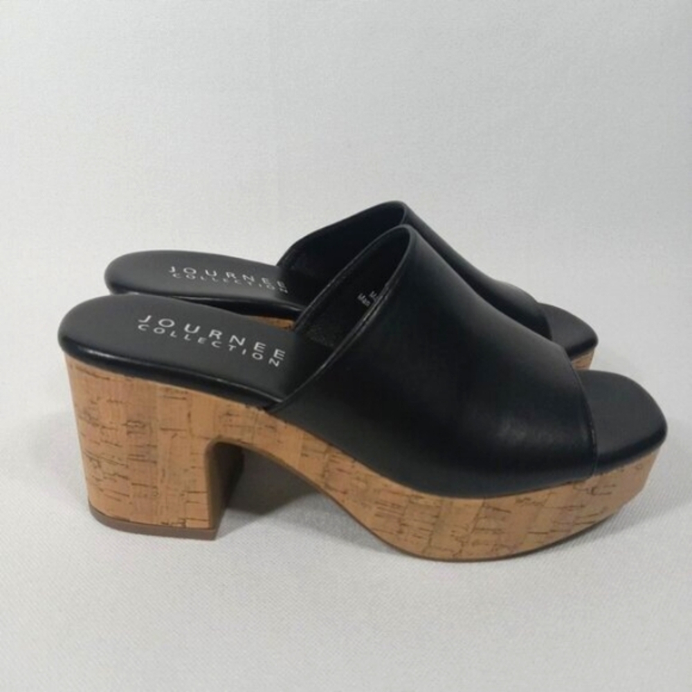 JOURNEE COLLECTION Womens Black Astter Slip On Platform Sandal Size 7
